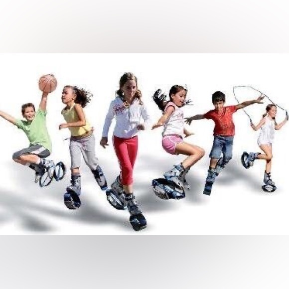 NEW super FUN Kids KJ Kangoo Jumps Power Shoes size 1-3 Titanium, Black & Red - Picture 4 of 10